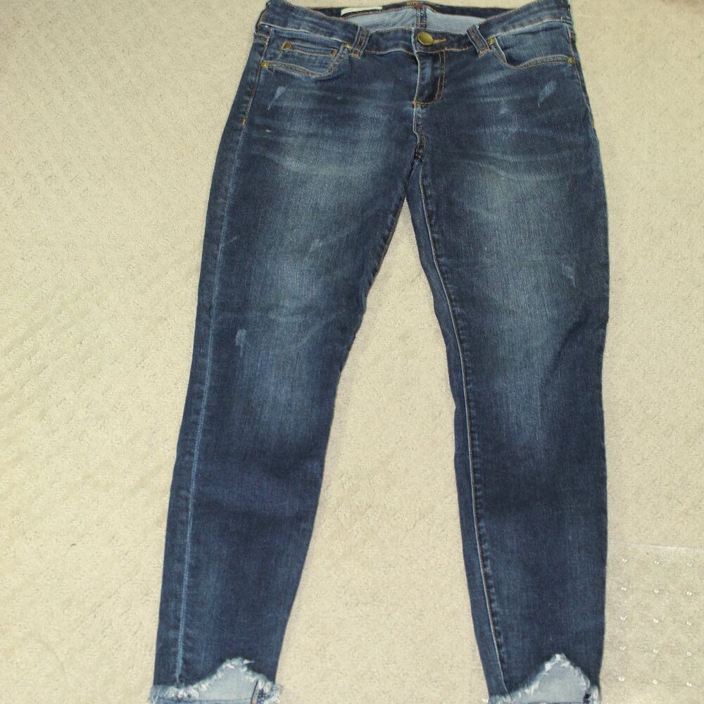 Kut From The Kloth Womens 6 Connie Ankle Skinny Jeans Blue Raw Angled Hem